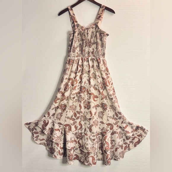 Grace Karin Floral Tiered Maxi Dress in Cream and Brown Size Small - Picture 2 of 15
